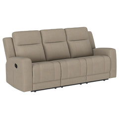 Coaster Brentwood 3-Piece Upholstered Reclining Sofa Set Taupe