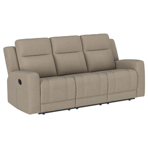 Coaster Brentwood 3-Piece Upholstered Reclining Sofa Set Taupe
