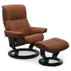 Stressless Mayfair Classic Base Medium Chair & Ottoman in Paloma New Cognac