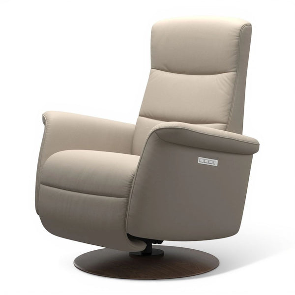 Stressless Mike Small Leather Moon Base Swivel Chair Fog