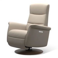 Stressless Mike Large Leather Moon Base Swivel Chair Fog