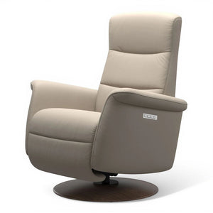Stressless Mike Large Leather Moon Base Swivel Chair Fog