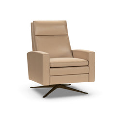 American Leather Simon Re-Invented Swivel Recliner Chair in Bison Champagne