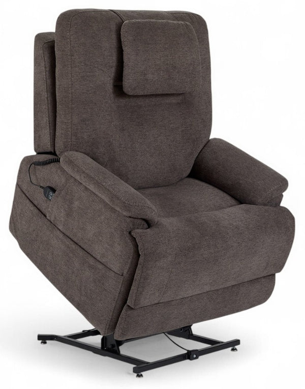 Flexsteel Zecliner Model 2+ Umber Fabric Power Lift Sleep Recliner with Power Headrest, Lumbar, Heat & Massage
