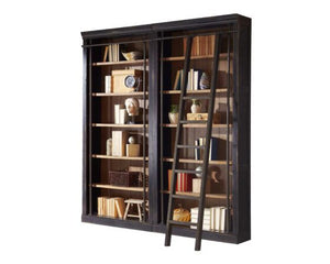 Martin Furniture Toulouse Aged Ebony Two Bookcases with Ladder Set