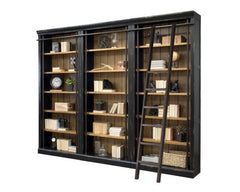 Martin Furniture Toulouse Aged Ebony Three Bookcases with Ladder Set