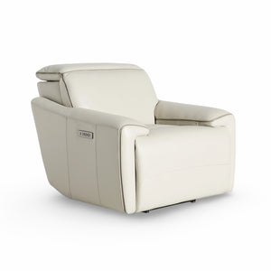 Futura Onyx Beige Leather Power Recliner