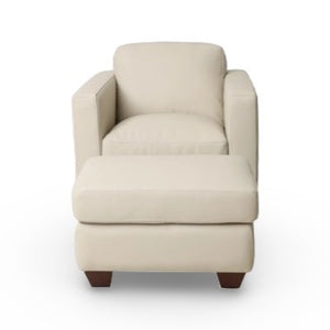 Hudson's Furniture Shilo Leather Ottoman in Oslo Pebble