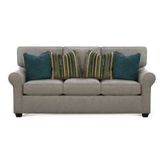 England Furniture Charlie York Limestone Fabric Stationary Sofa with Dark Brown Finish