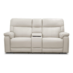 Moto Motion Harmony Console Loveseat with Home Theater & Multi Media & Air Massage & 3-Zone Heating & Zero Gravity In Sorrento Dove Leather