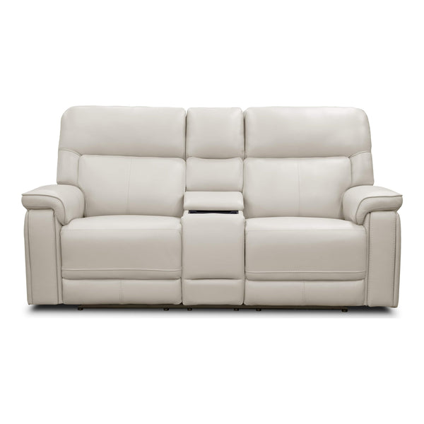 Moto Motion Harmony Console Loveseat with Home Theater & Multi Media & Air Massage & 3-Zone Heating & Zero Gravity In Sorrento Dove Leather