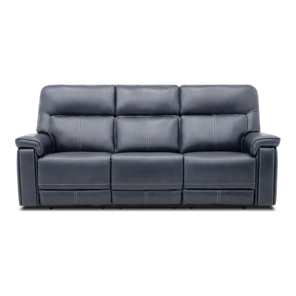 Moto Motion Harmony Triple Power Sofa with Home Theater & Middle Speaker, Air Massage, 3-Zone Heating & Zero Gravity In Sorrento Ocean Leather