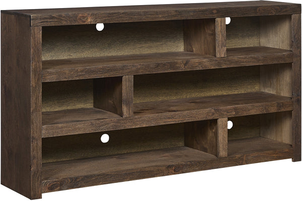 aspenhome mackenzie 73" highboy open tv console in sandy brown