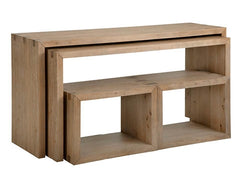 aspenhome lyndon nesting sofa table with stools in light cashmere