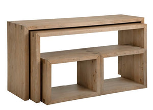 aspenhome lyndon nesting sofa table with stools in light cashmere