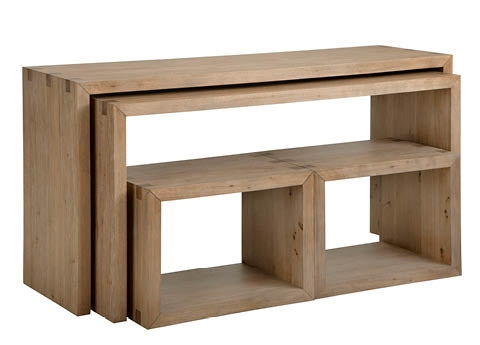 aspenhome lyndon nesting sofa table with stools in light cashmere