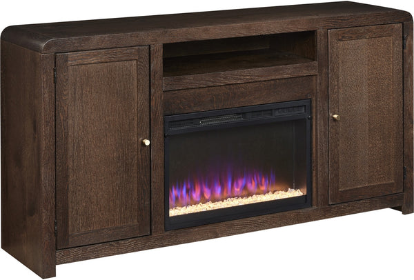 aspenhome cooper 66" fireplace console in dark cocoa