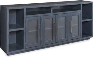 aspenhome perry 84" tv console with 4-doors in malta blue