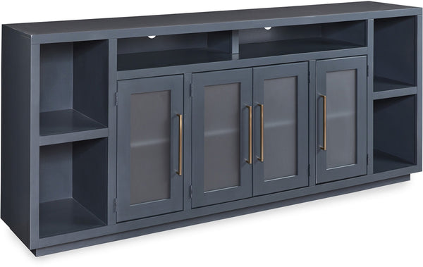 aspenhome perry 84" tv console with 4-doors in malta blue