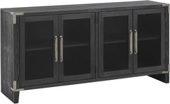 aspenhome quincy 66" tv console with 4-doors in vintage black