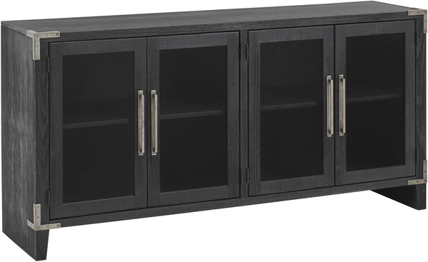 aspenhome quincy 66" tv console with 4-doors in vintage black