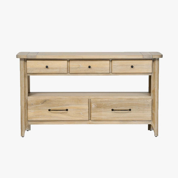 napa furniture aria 5-drawer console buffet in natural sand