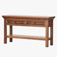 napa furniture hillcrest 2-drawer sofa table in rich brown