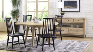 napa furniture aria round dining table & 4 side chairs set in natural sand