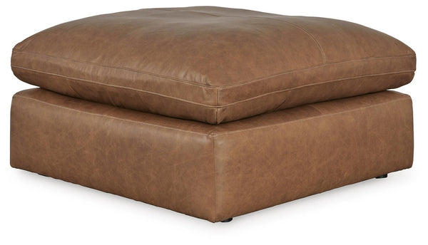 Emilia Oversized Accent Leather Ottoman Caramel