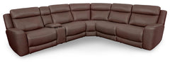 Parkerhouse Calgary 6-Piece Leather Power Sectional in Autumn Umber
