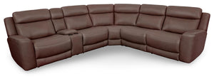 Parkerhouse Calgary 6-Piece Leather Power Sectional in Autumn Umber