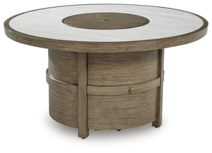 Rainier Ranch Round Fire Pit Table Beige
