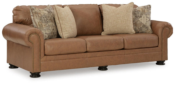 Carianna Leather Stationary Sofa Caramel