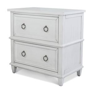 Seawinds Finn & Louise Point Breeze 2-Drawer Electrified USB Nightstand in Fresh White & Soft Grey Glaze