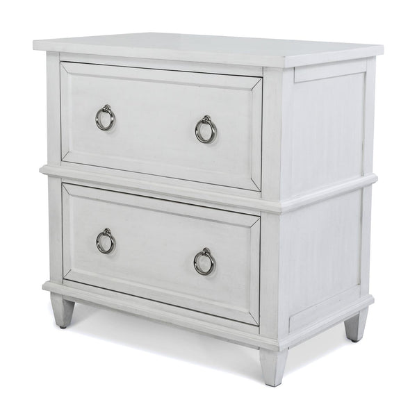 Seawinds Finn & Louise Point Breeze 2-Drawer Electrified USB Nightstand in Fresh White & Soft Grey Glaze