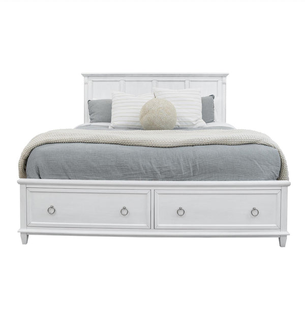 Seawinds Finn & Louise Point Breeze Queen Storage Complete Bed in Fresh White & Soft Grey Glaze