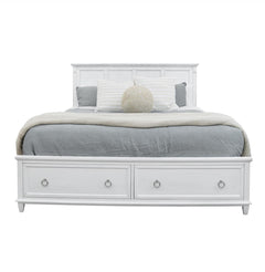Seawinds Finn & Louise Point Breeze King Storage Complete Bed in Fresh White & Soft Grey Glaze