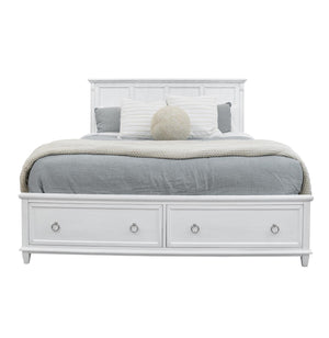 Seawinds Finn & Louise Point Breeze King Storage Complete Bed in Fresh White & Soft Grey Glaze