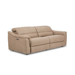 Flexsteel Harper Biscuit Leather Power Reclining Sofa with Power Headrests & Lumbar