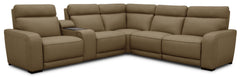 Moto Motion Melody 6-Piece Triple Power Cappuccino Leather Sectional with Speaker Audio Headrests