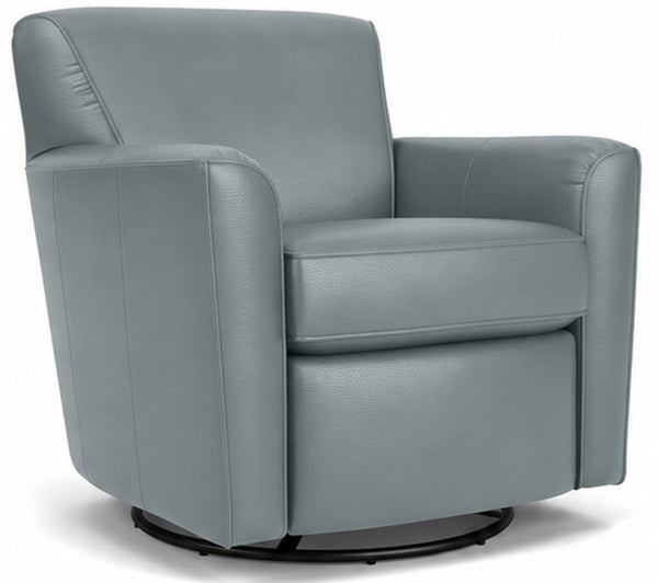 Flexsteel Kingman Leather Swivel Glider Chair in Mink