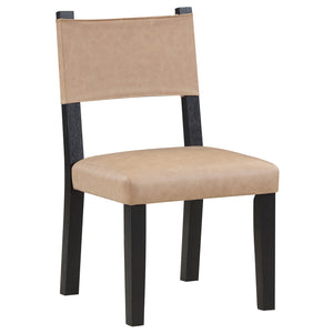 Steve Silver Aubrey Camel Faux-Leather Dining Side Chair In Black