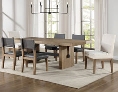 Steve Silver Aubrey 7-Piece Driftwood Dining Set With Upholstered Side Chairs & 18-Inch Leaf
