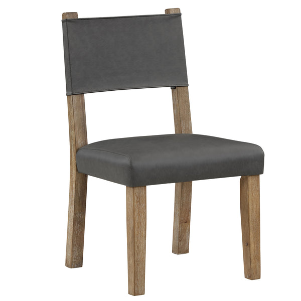 Steve Silver Aubrey Gray Vegan Leather Dining Side Chair In Driftwood