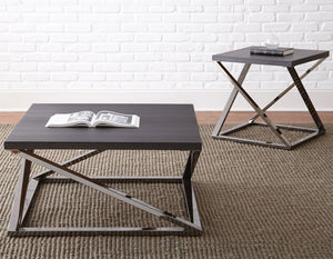 Steve Silver Aegean 3-Piece Black Nickel Cocktail Table & 2 End Tables Set