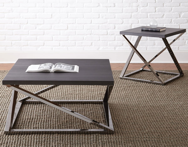 Steve Silver Aegean 3-Piece Black Nickel Cocktail Table & 2 End Tables Set