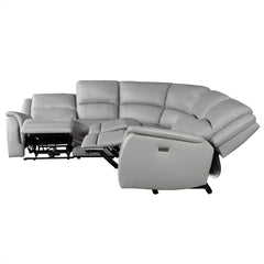 Steve Silver Alexandria 5-Piece Power Leather Reclining Sectional In Stone