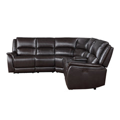 Steve Silver Alexandria 6-Piece Power Leather Reclining Sectional In Chocolate