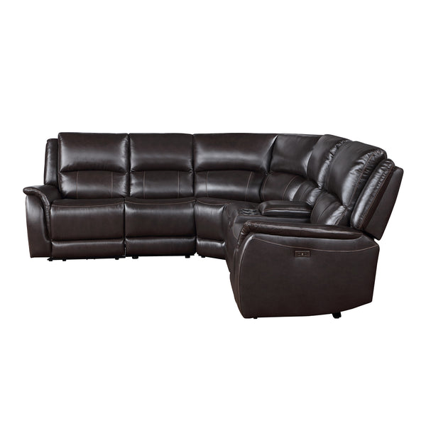 Steve Silver Alexandria 6-Piece Power Leather Reclining Sectional In Chocolate