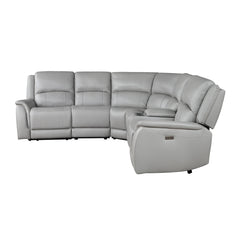 Steve Silver Alexandria 6-Piece Power Leather Reclining Sectional In Stone